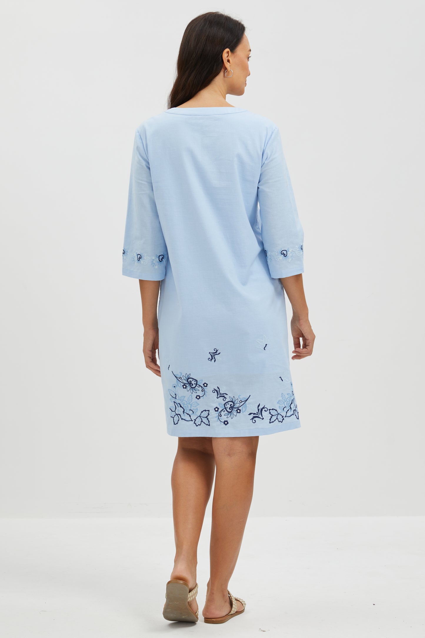 BLUE GARDEN EMBROIDERED DRESS