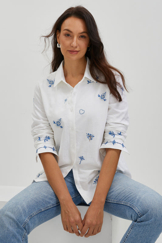 BLUE REVERIE EMBROIDERED SHIRT