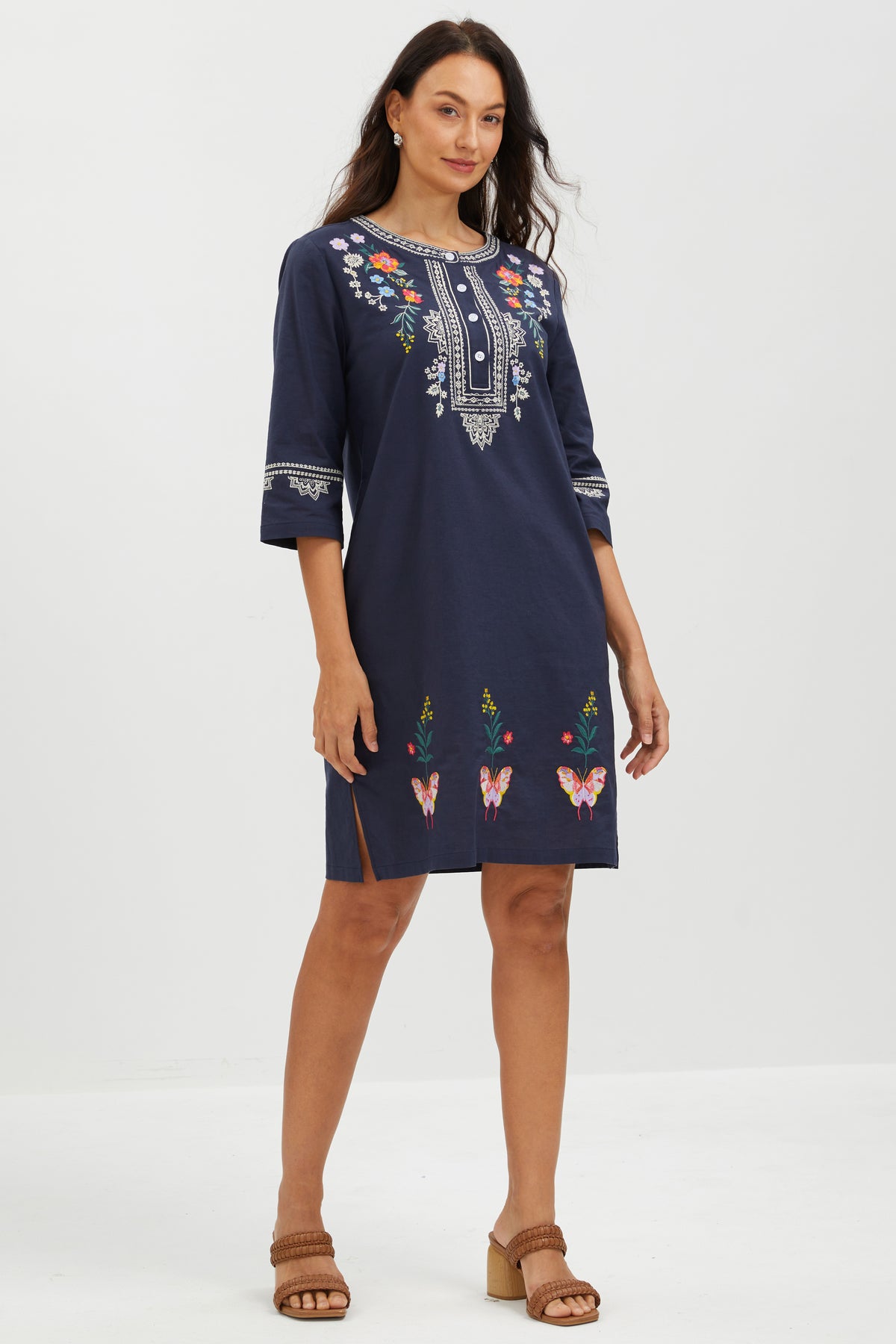 MIDNIGHT BUTTERFLY EMBROIDERED DRESS