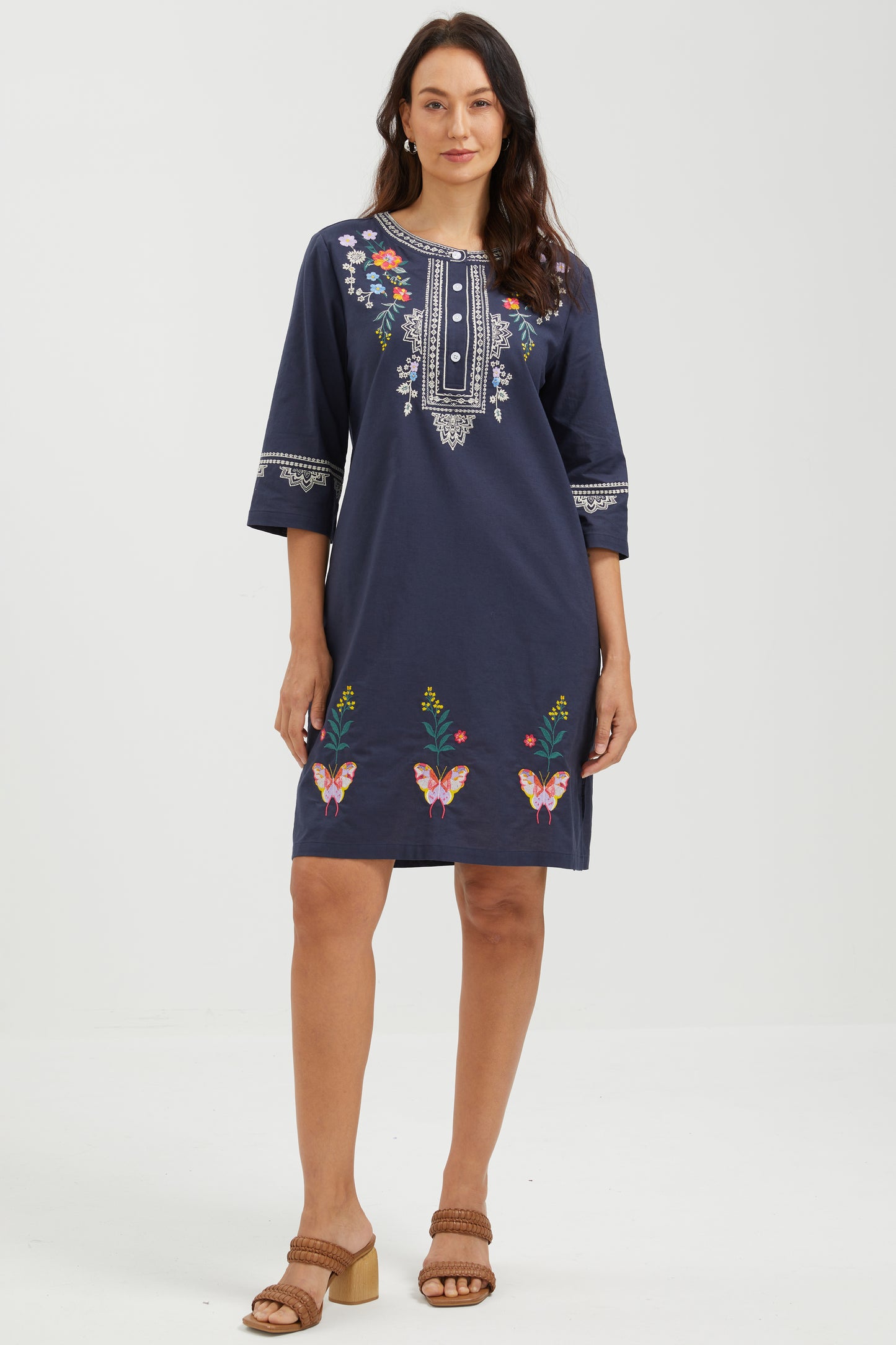 MIDNIGHT BUTTERFLY EMBROIDERED DRESS