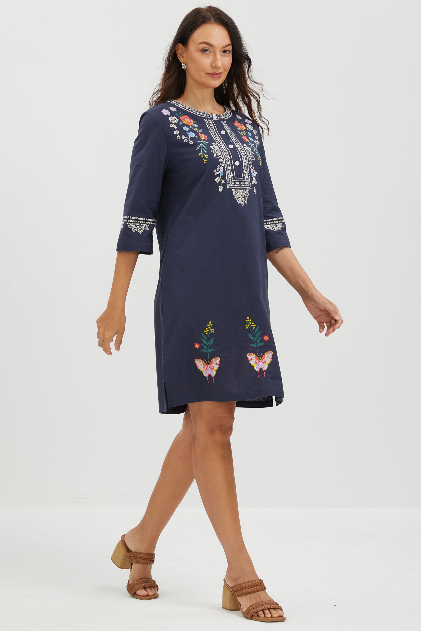 MIDNIGHT BUTTERFLY EMBROIDERED DRESS