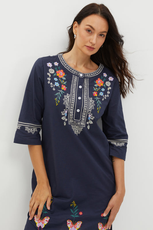 MIDNIGHT BUTTERFLY EMBROIDERED DRESS