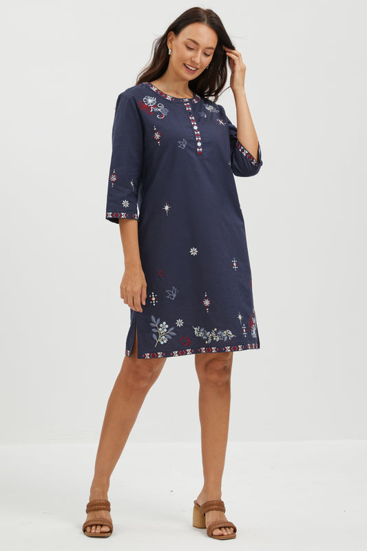 STARLIT FOLKLORE EMBROIDERED DRESS