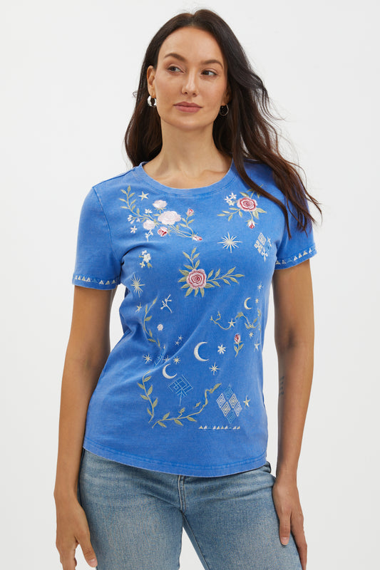 MOONLIT ROSE EMBROIDERED TEE
