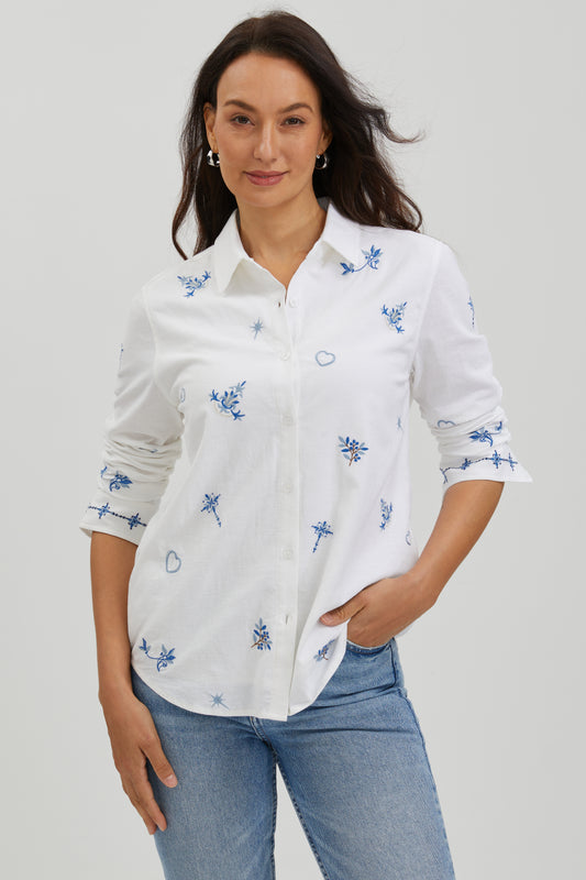 BLUE REVERIE EMBROIDERED SHIRT