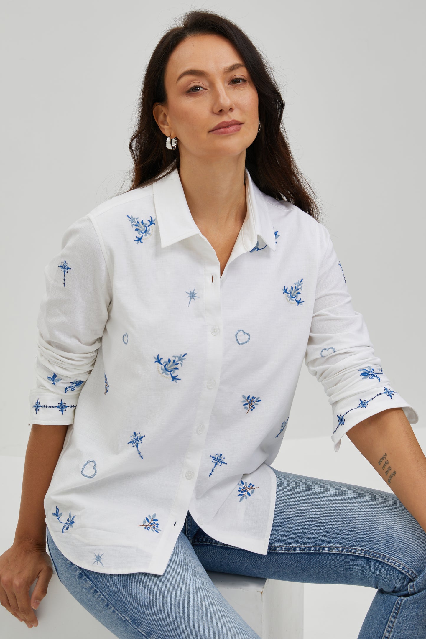 BLUE REVERIE EMBROIDERED SHIRT