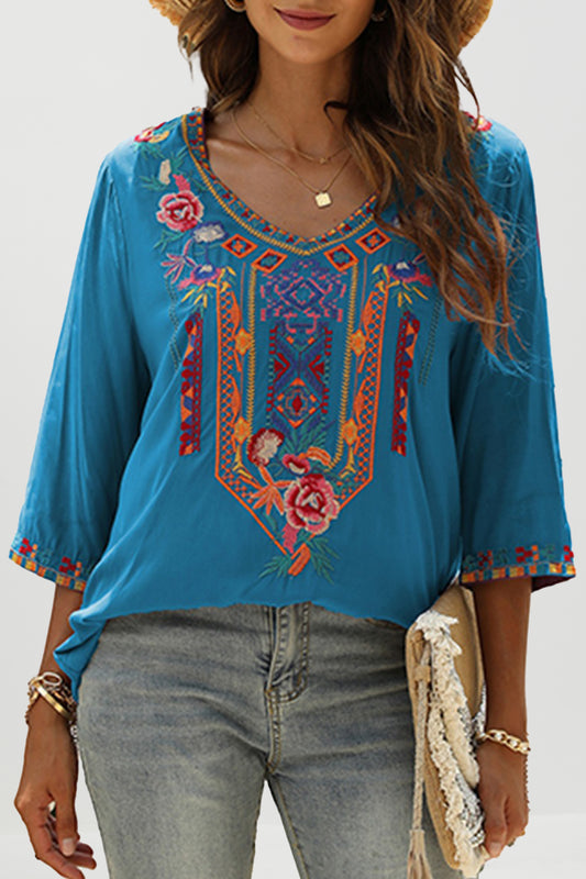 Riviera Bloom Embroidered Blouse