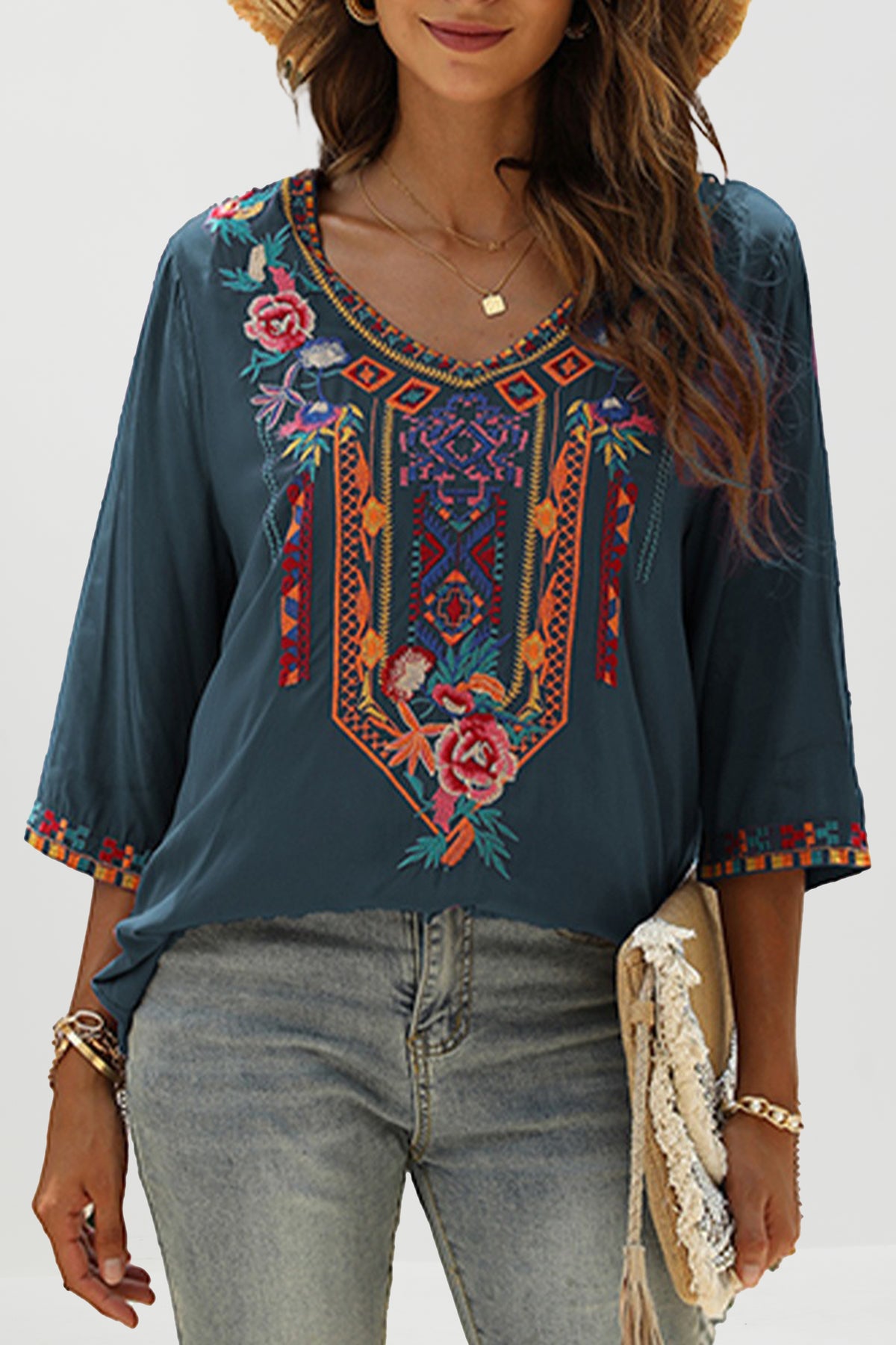 Riviera Bloom Embroidered Blouse