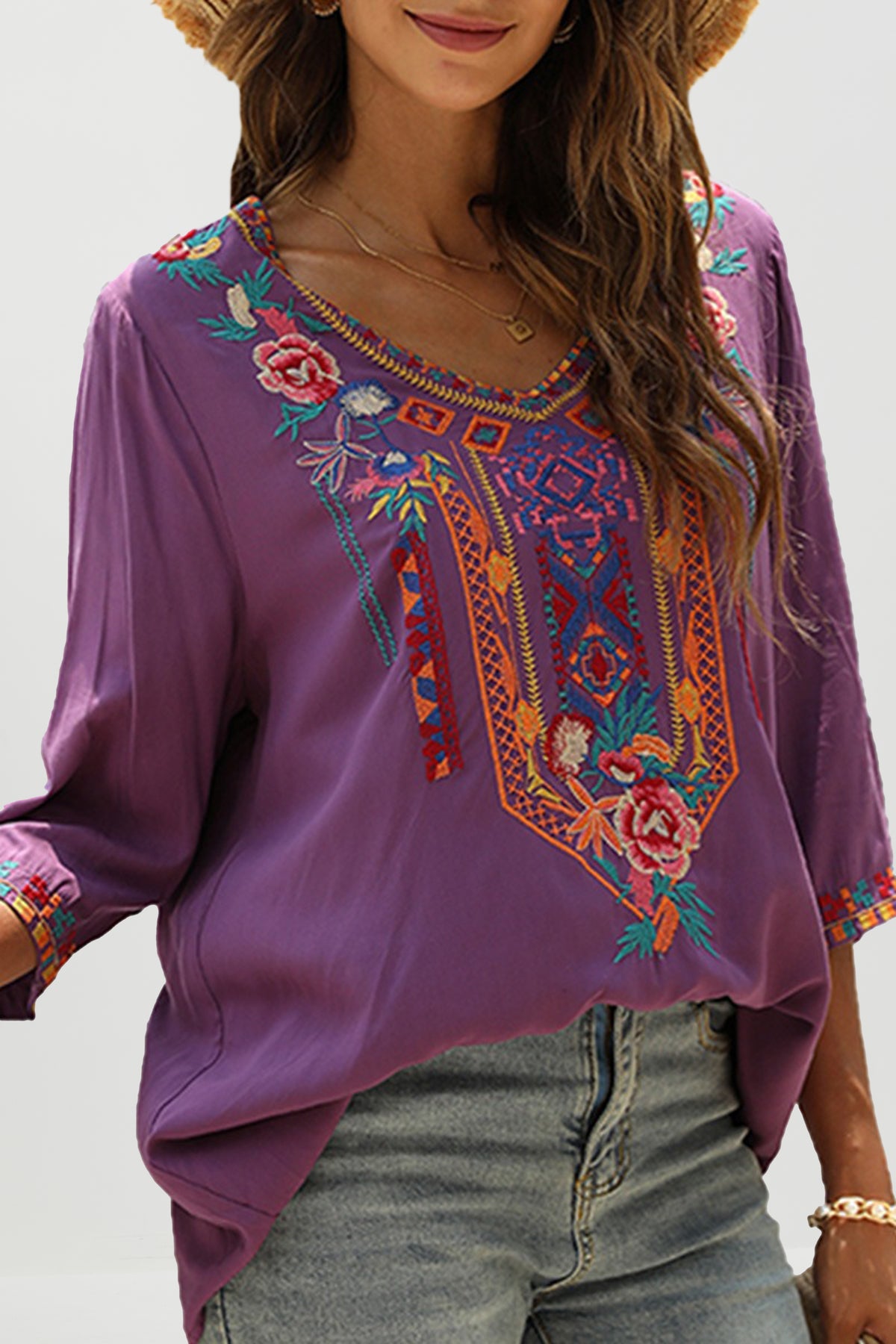 Riviera Bloom Embroidered Blouse