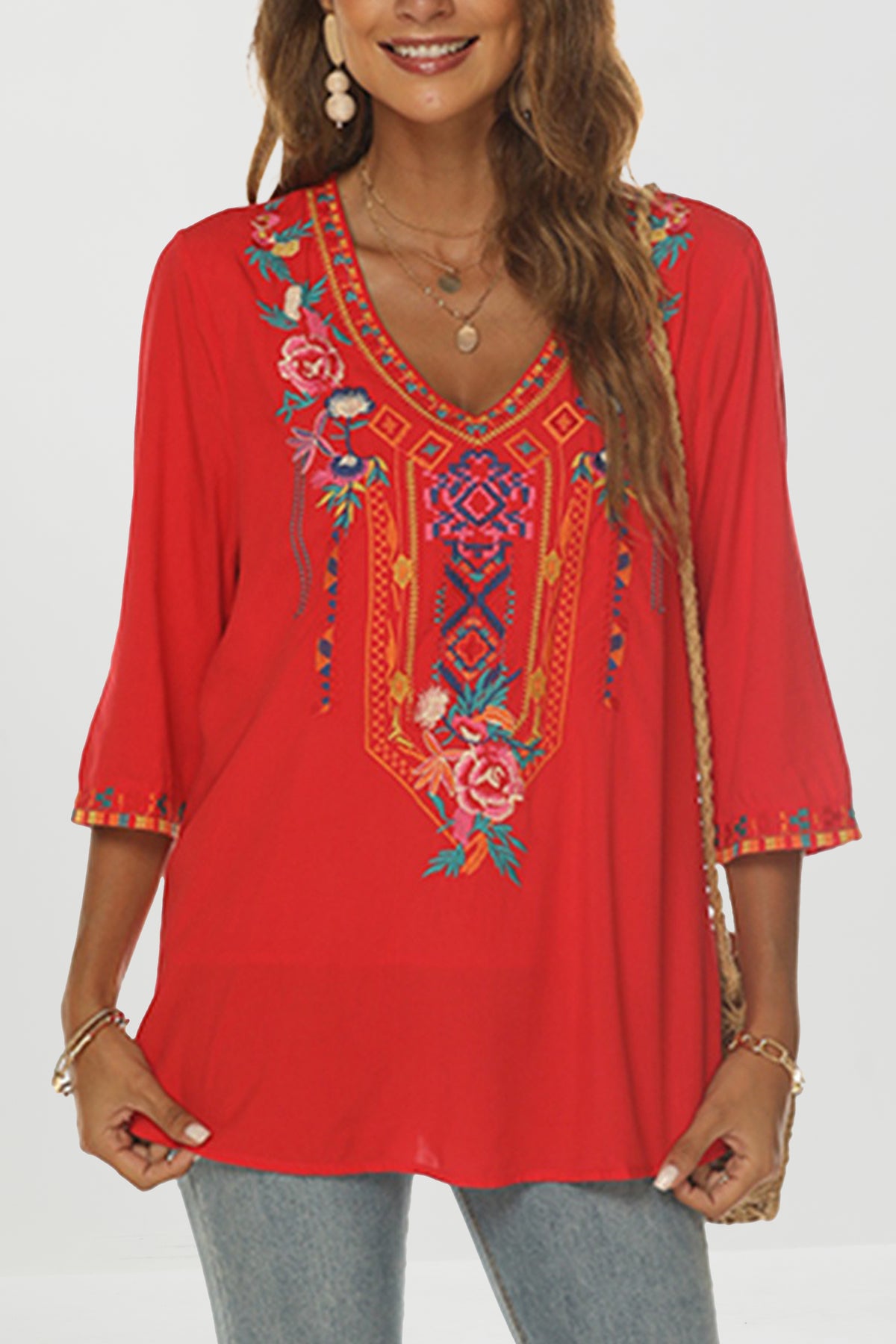 Riviera Bloom Embroidered Blouse