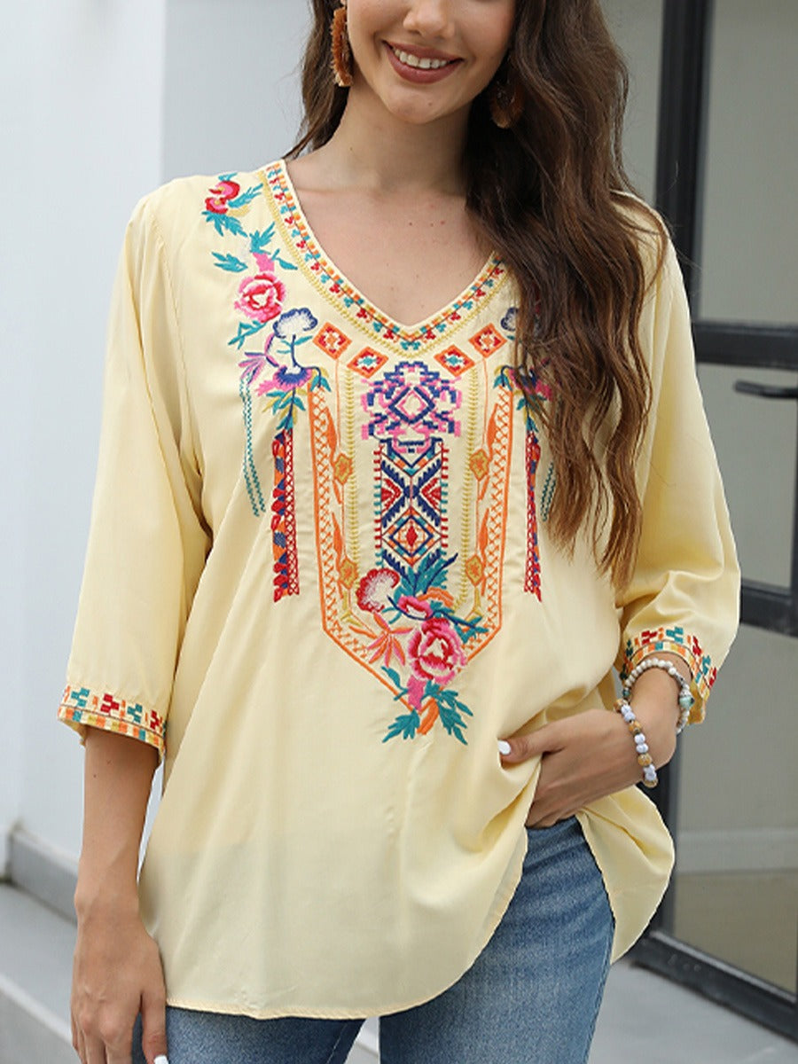 Riviera Bloom Embroidered Blouse