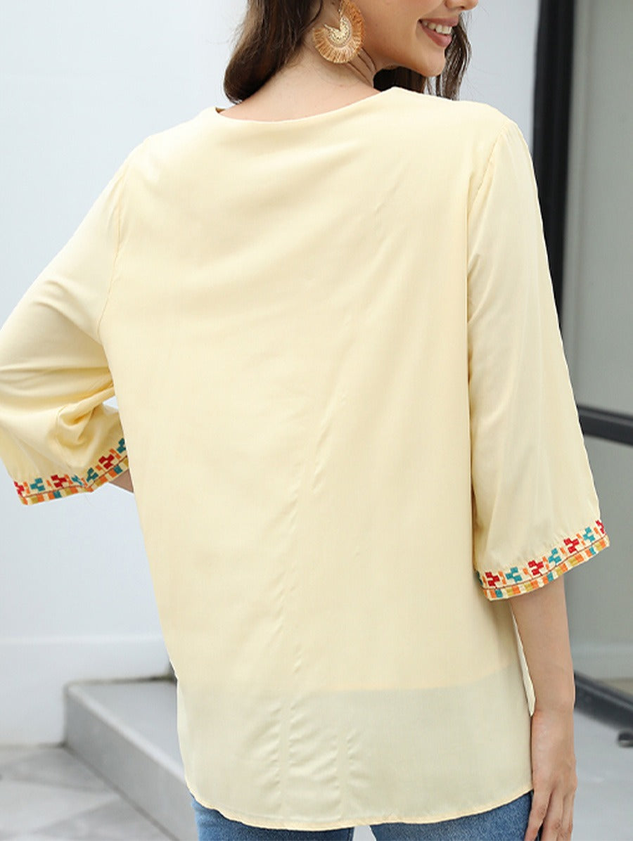 Riviera Bloom Embroidered Blouse