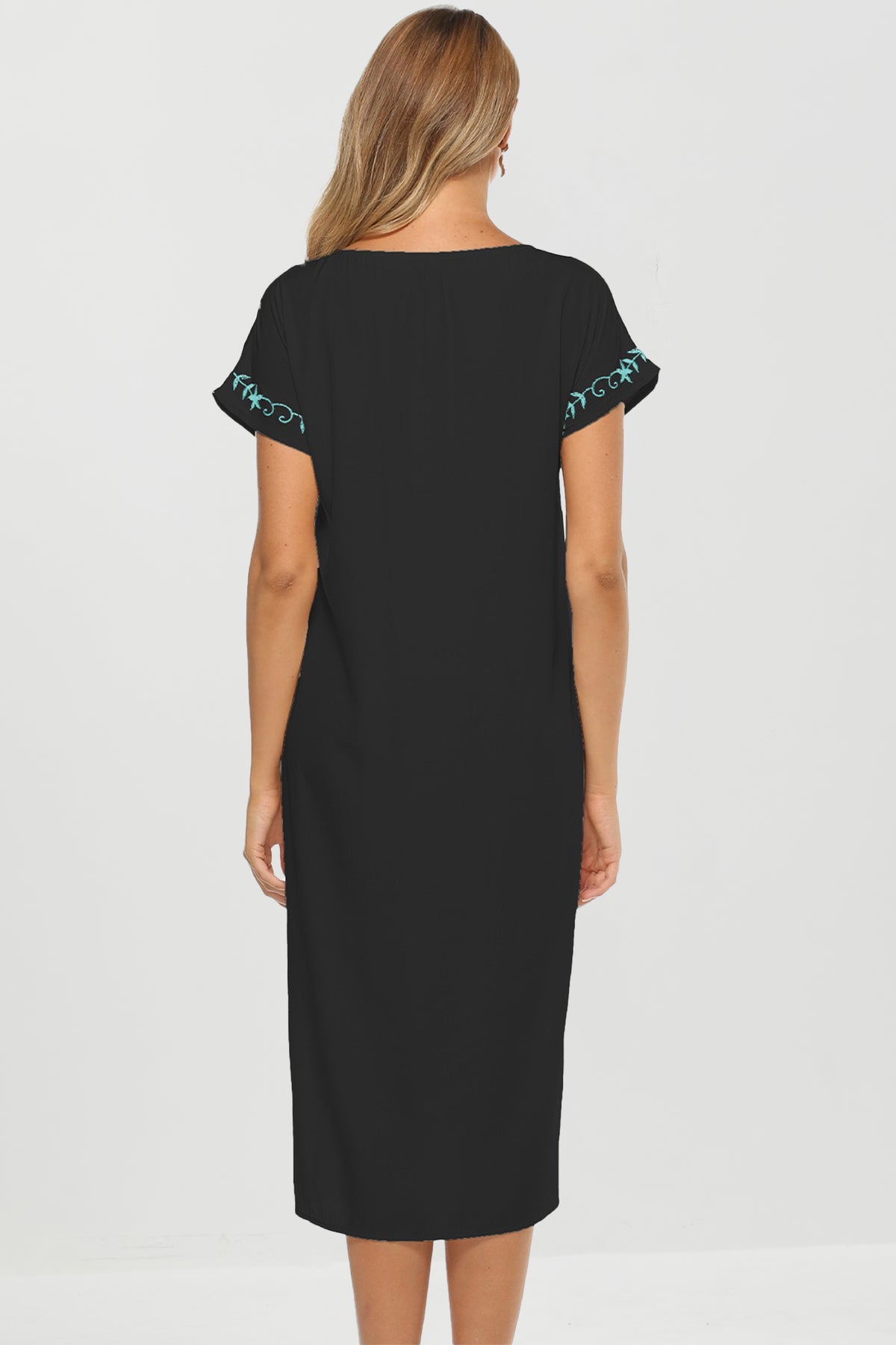 Luna Noir Embroidered Maxi Dress