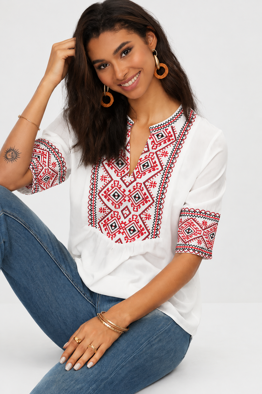 ALPINE RUBY EMBROIDERED BLOUSE