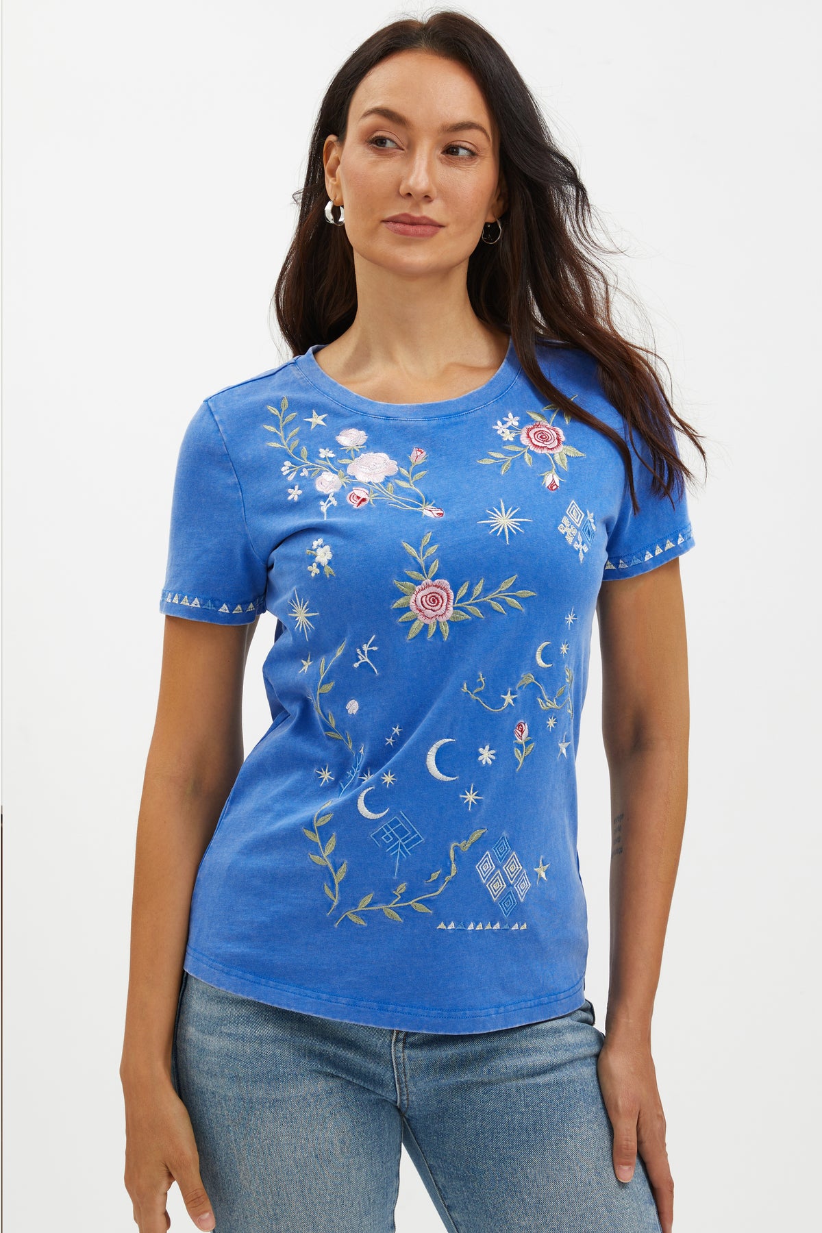 MOONLIT ROSE EMBROIDERED TEE