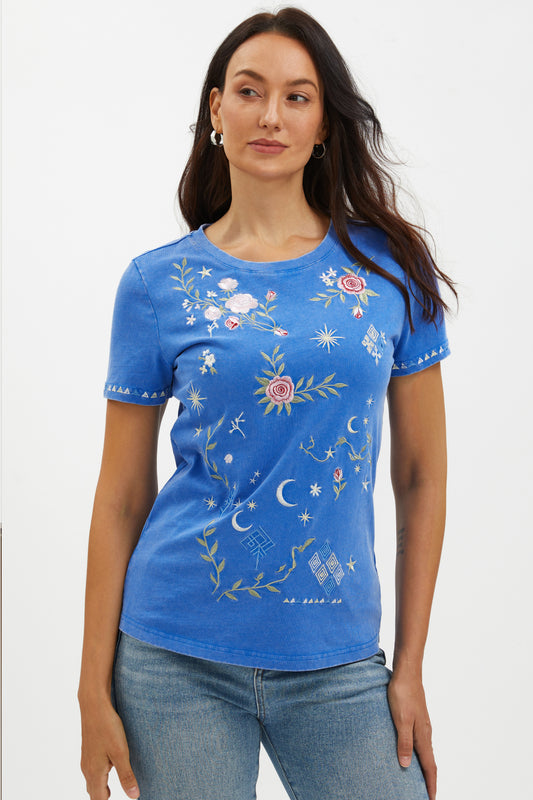 MOONLIT ROSE EMBROIDERED TEE