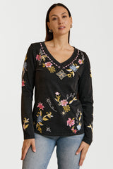 STARLIT BLOOM EMBROIDERED TEE