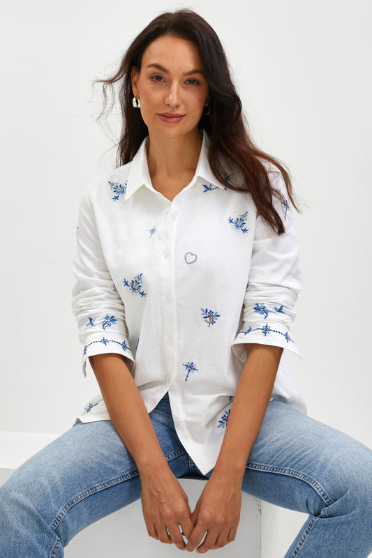 BLUE REVERIE EMBROIDERED SHIRT