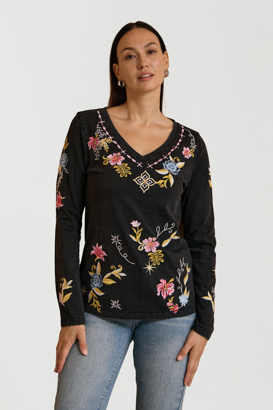 STARLIT BLOOM EMBROIDERED TEE