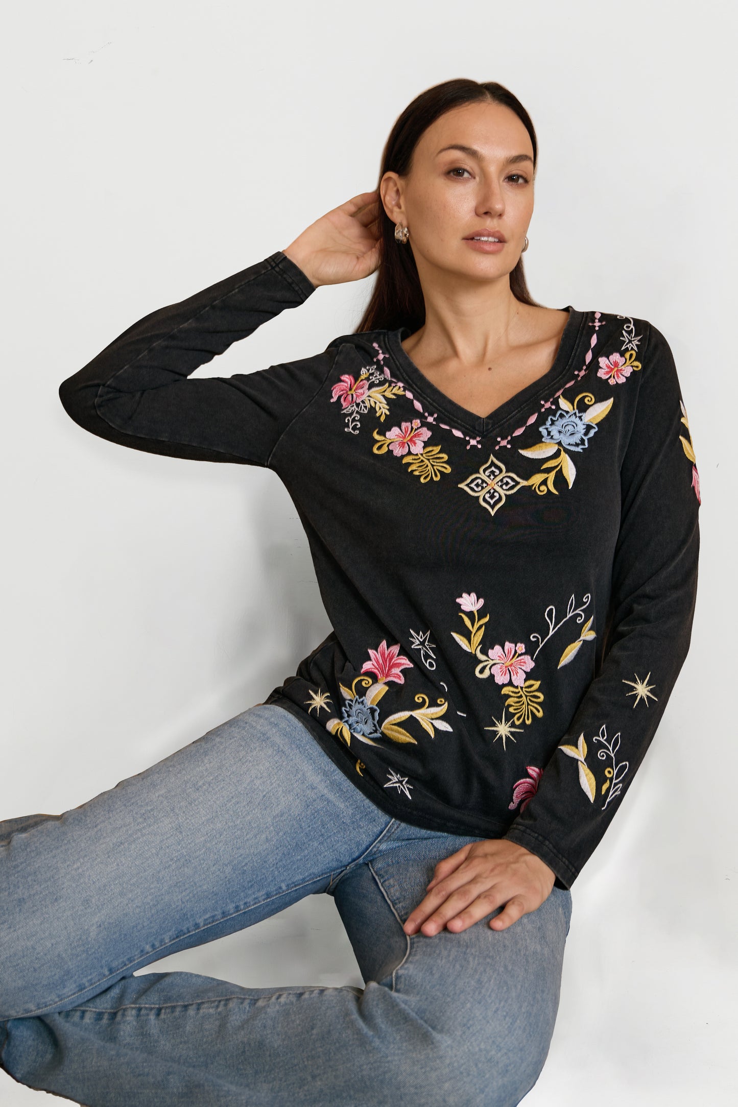 STARLIT BLOOM EMBROIDERED TEE