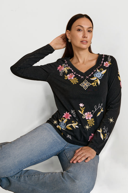 STARLIT BLOOM EMBROIDERED TEE
