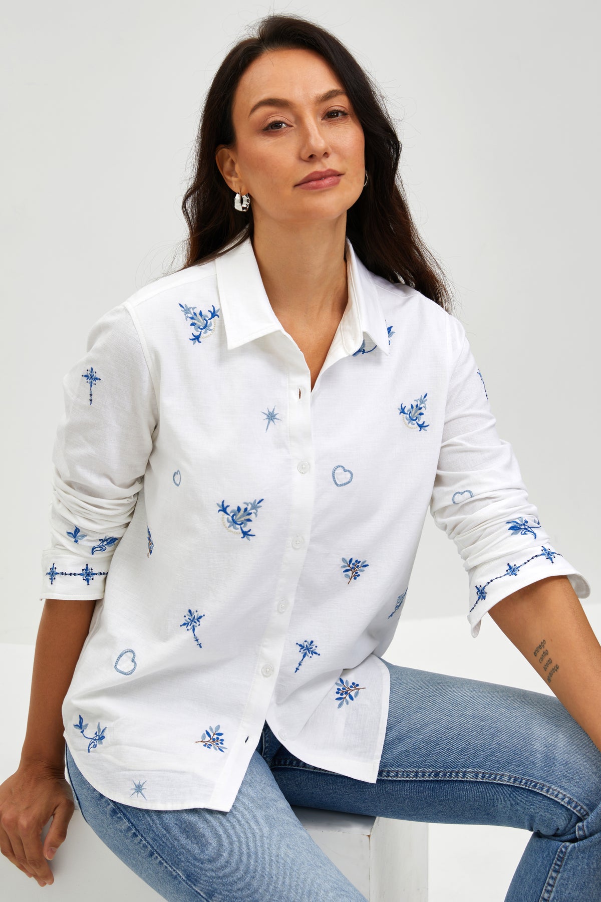BLUE REVERIE EMBROIDERED SHIRT