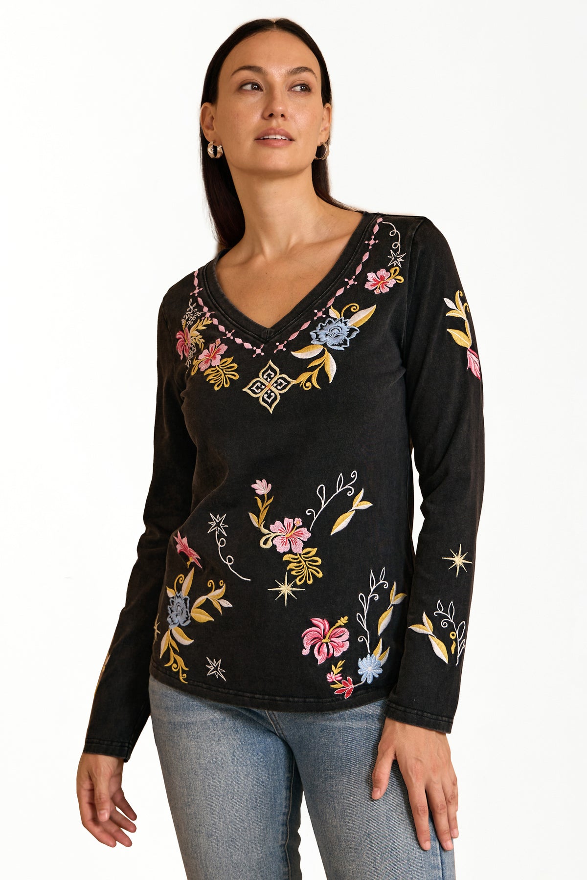STARLIT BLOOM EMBROIDERED TEE