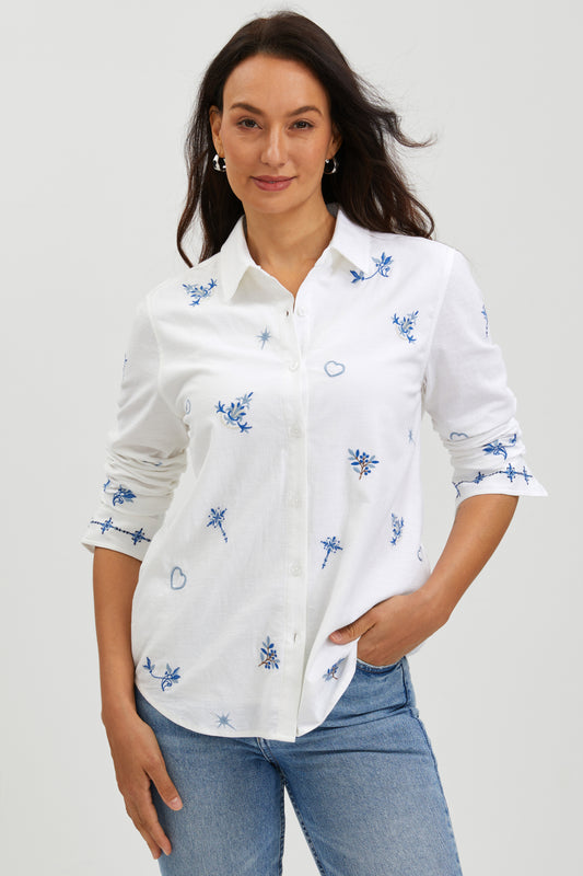 BLUE REVERIE EMBROIDERED SHIRT