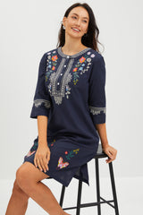 MIDNIGHT BUTTERFLY EMBROIDERED DRESS